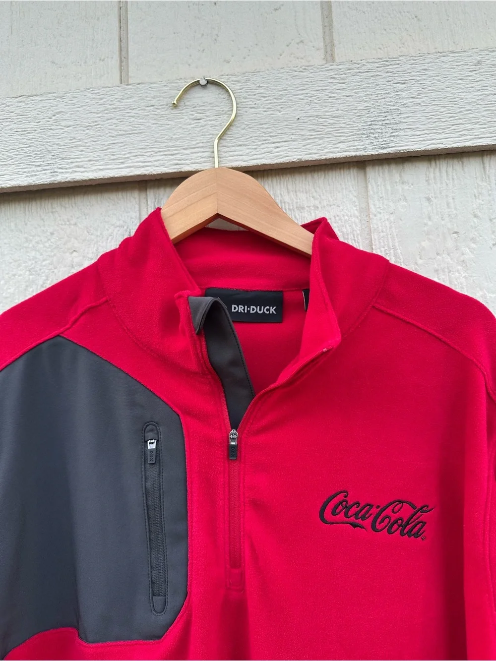 Dri-Duck Coca-Cola Men’s XL Red and Charcoal Performance Quarter-Zip Jacket